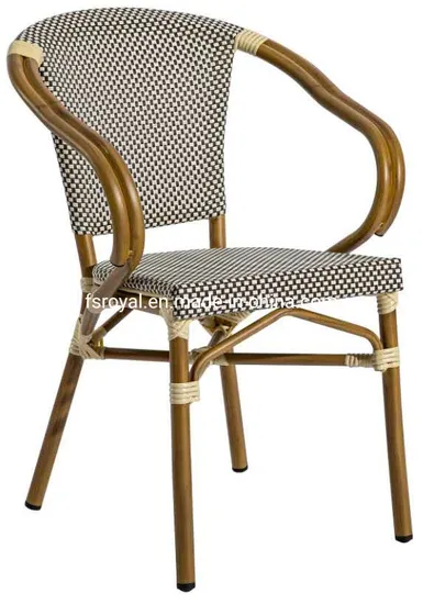 Commercial French Outdoor Furniture Bistro Synthetic Rattan Cafe Outdoor Chair