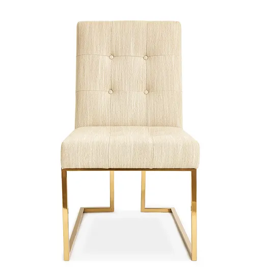 Modern Dining Room Beige Fabric Gold Restaurant Chair