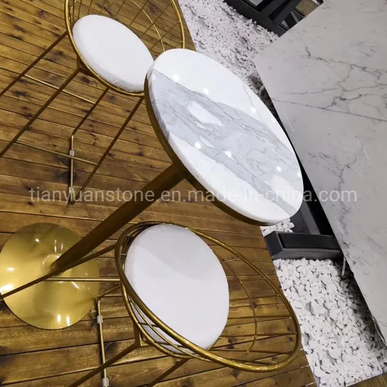 Calacatta White Marble Dining Table furniture for Reception Desk