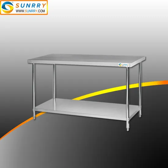 Modern Stainless Steel Dining Work Table with Under Shelf