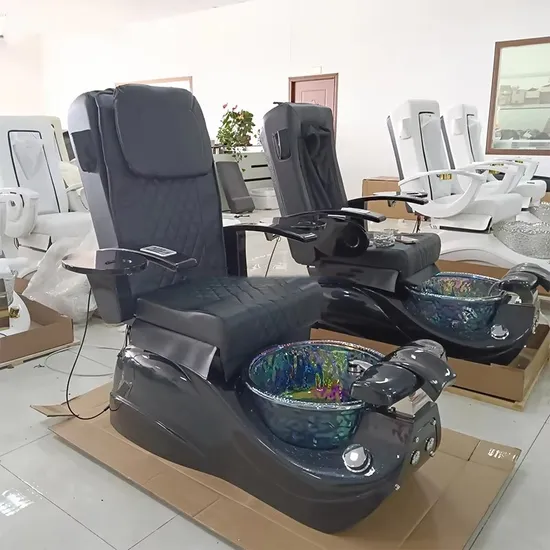 Modern Beauty Salon Equipment Black Foot SPA Manicure Chair High Back Pedicure Chair for Nail Salon