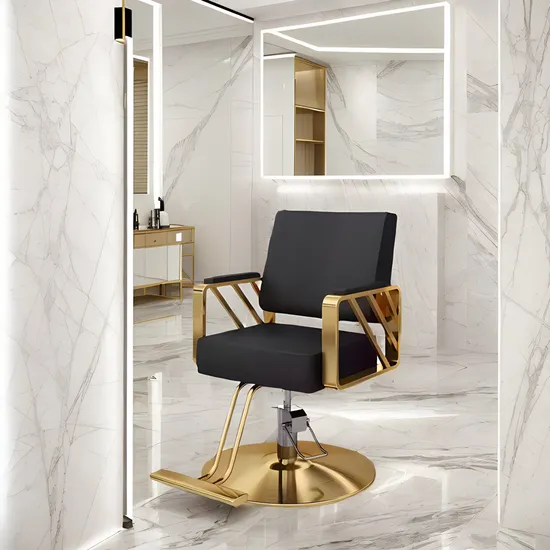 Hot-Sale Hairdressing Equipment Golden Barber Chair Luxury Hair Salon Chair Hairdressing Reclining Chair