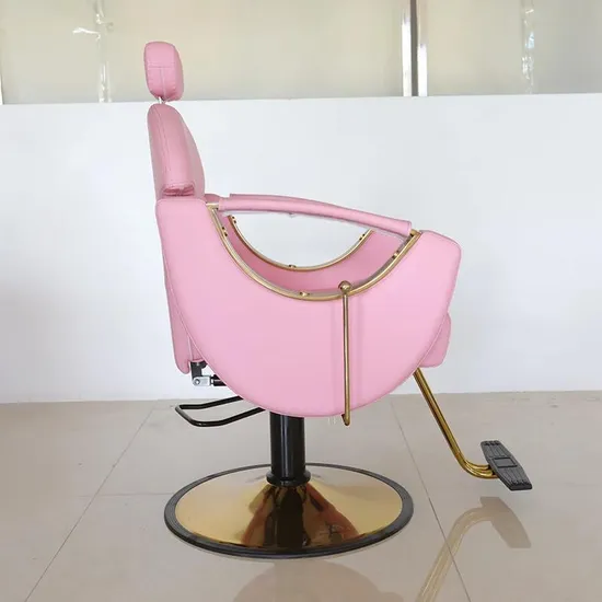 Top Selling Pink and Gold Barber Chair Hydraulic Pump Salon Chair Styling Set Beauty