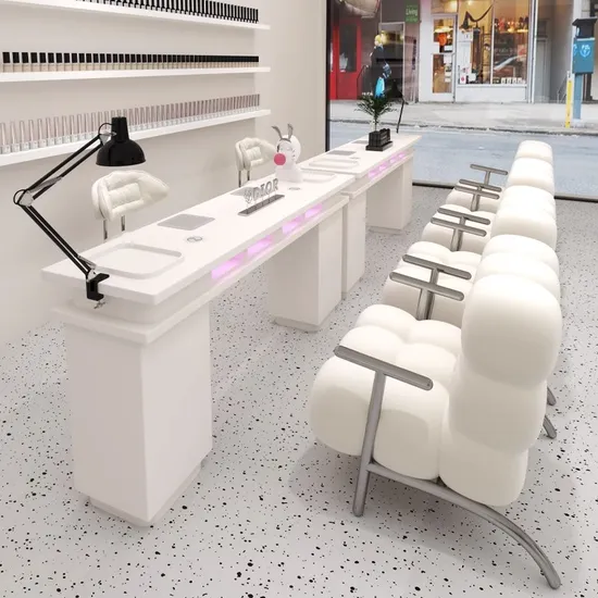 Modern Beauty Shop Furniture Single Double Manicure Table Wooden Nail Table