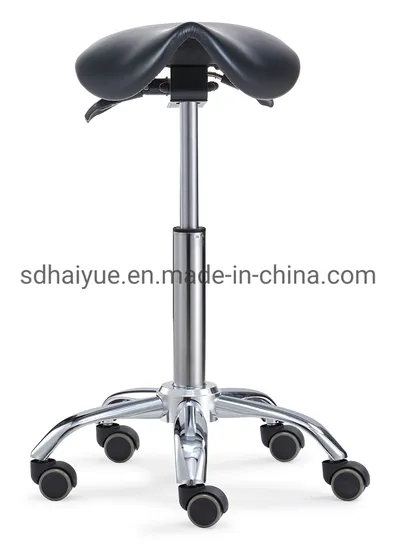 Saddle Stool with Contoured Seat with Foot Rest on Chrome Base