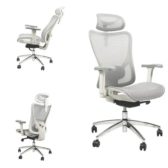 High Quality Swivel 2D Lumbar Support Low-Cost Ergonomic Grey Mesh Office Chair