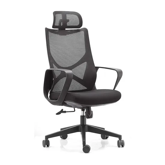 Home Office Furniture Indoor Executive Office Computer Mesh Chair PP High Back Mute Pulley Ergonomic Office Oversized Round Swivel Chair Black