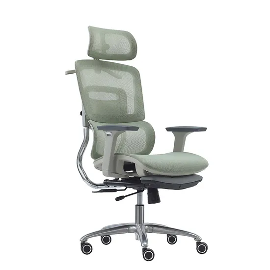 Modern Adjustable Swivel Executive Meeting Computer Desk Staff Manager Home School Lumbar Support Full Mesh Steel Frame Ergonomic Office Chair with Footrest