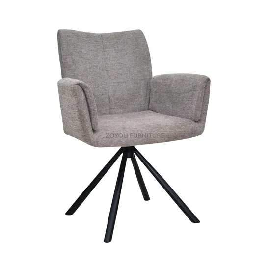 Factory Custom Dining Room Furniture New Design Swivel Grey Linen Fabric Dining Chair