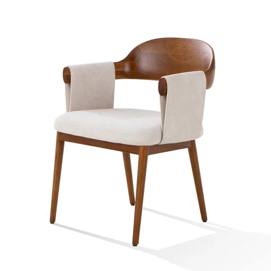 Safe Not Easy to Deform Walnut Oak Restaurant Dining Chair