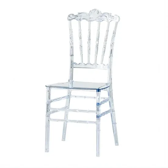 High Quality Crystal Acrylic Resin Wedding Crown Napoleon Chair for Sale
