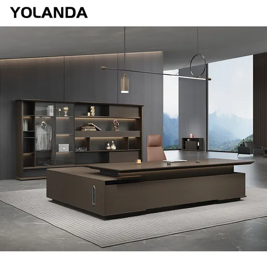 Yolanda Custom Modern Boss Office Desk with Convertible Bookcase Wooden MDF Panel Extendable Feature for Office Furniture