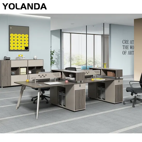Yolanda Modern Open Workspace Office Workstations 2/4/6 Seat Computer Desk Table High Quality Wooden MFC Material Modular Home Use