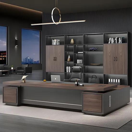 Commercial L Shape Desk Melamine Manager Desk Boss Table for Office