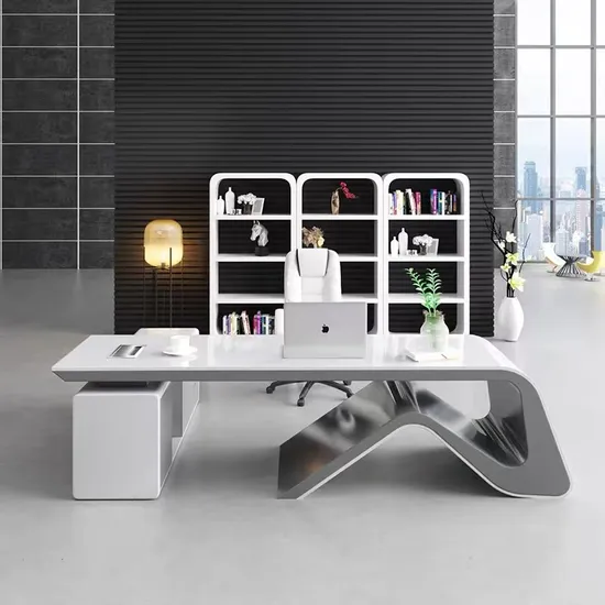 Luxury Office Table High Gloss White Office Furniture Office Desks MDF Executive Office Desk