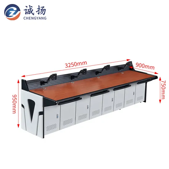 3250*900*750 (800) Duplex Red Monitoring Machine Room Console Command Center Dispatching Desk