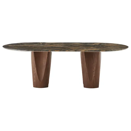 Nordic Living Room Furniture Big Size Long Table China Natural Marble Top Wood Stainless Base Dining Table