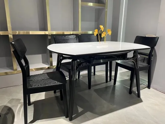 Luxury Garden Furniture Sintered Stone Retangle and Round Dining Table Set
