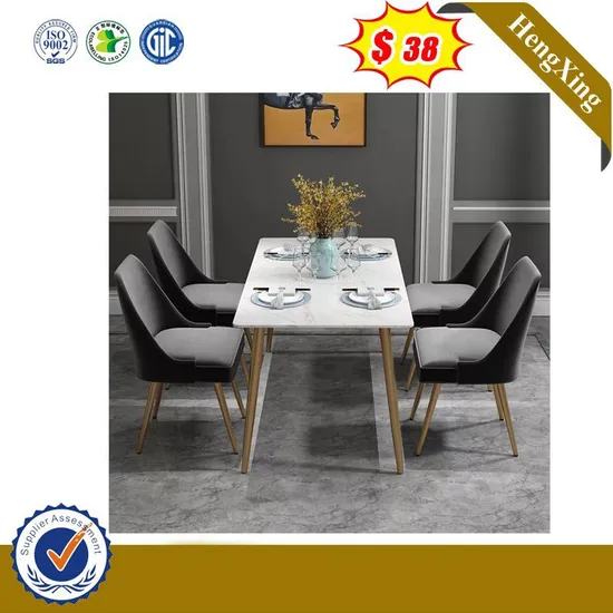 Luxury Marble Dining Table Set Simple Gold Legs Cafe Dining Desk Furniture 6 Seater