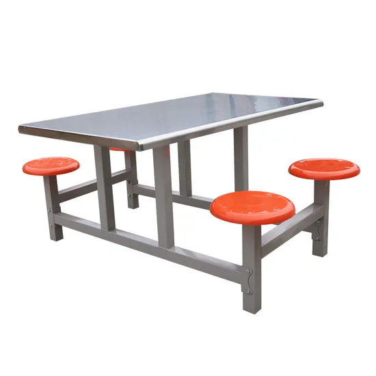 Modern & Stable 8 Seater Extendable Metal Construction Dining Table Chair Set Back Rest School Cafeteria Mall Park Use