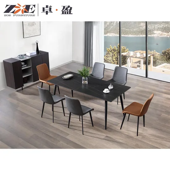 Wholesale Modern 6 Chairs Kitchen Restaurant Dining Room Furniture Square Mesa Black Dining Table