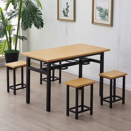 Factory Outlet Canteen Furniture Metal Dining Table and Chairs for People
