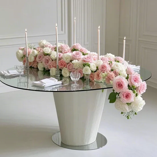Modern Luxury Designs White Glass Dining Table for Sales