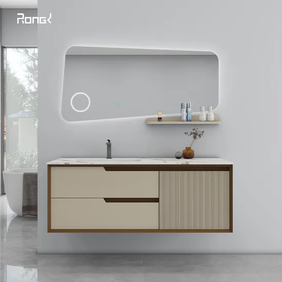 New Arrival Multi-Layer Wood Waterproof Ceramic Sink Bathroom Cabinet Wall Mounted Intelligent Eco-Friendly Bathroom Cabinet Set