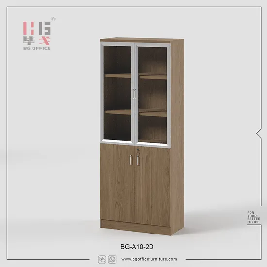 Manager Office Furniture Wooden File Cabinet Bookcase Aluminum Bookshelf with Glass Doors
