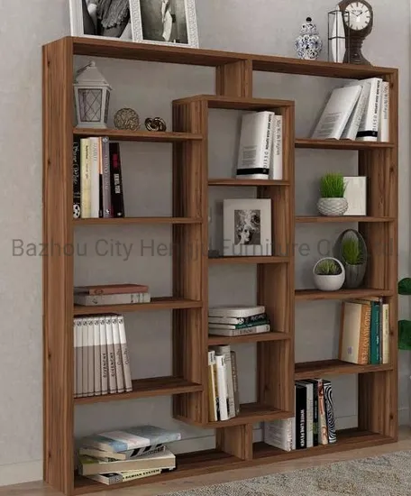 New European Customized Unfolding Rectangle Wooden Shelf for Study