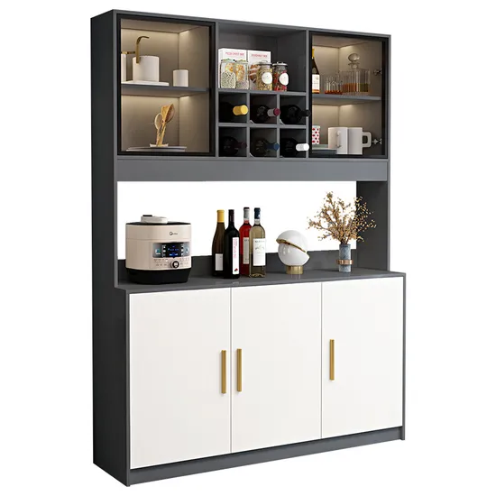 Modern Home Living Room Storage Glass Dining Cabinet Wooden Kitchen Cabinet