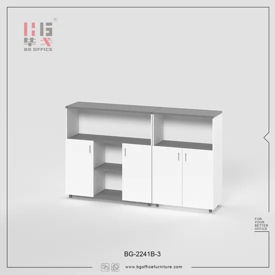 Wood Office Furniture 4 Doors & Open Space Book Shelf Bookcase Storage Filing Cabinet