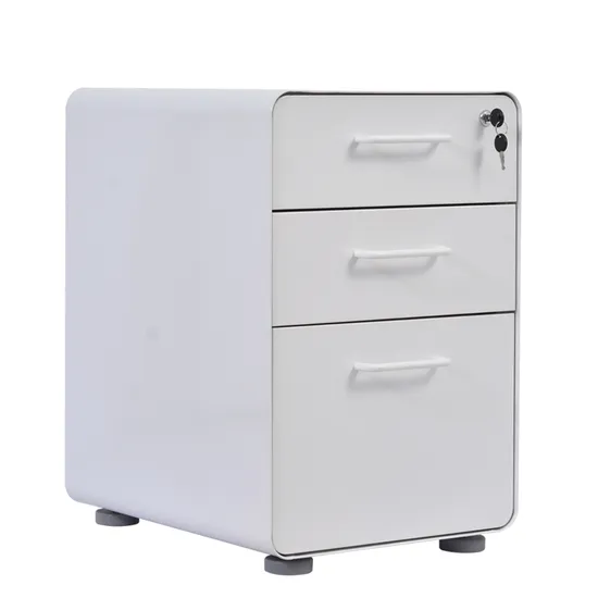 Movable Stainless Steel Metal 3 Drawer Steel Key Lock Mobile Storage File Cabinet