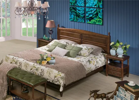 Modern Double Bed Set with Stylish Drawer Nightstand