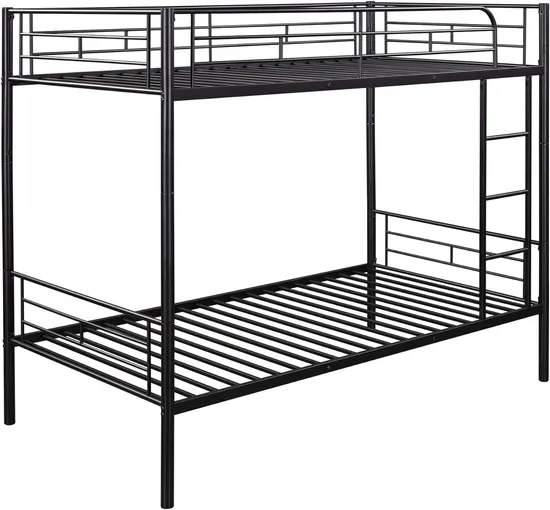 Double Decker Twin Over Twin Bunk Bed with Metal Frame and Ladder for Kids Easy Assembly