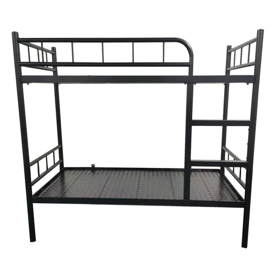 School Furniture Black Iron Frame Queen Metal Dormitory Bunk Beds with Stairs