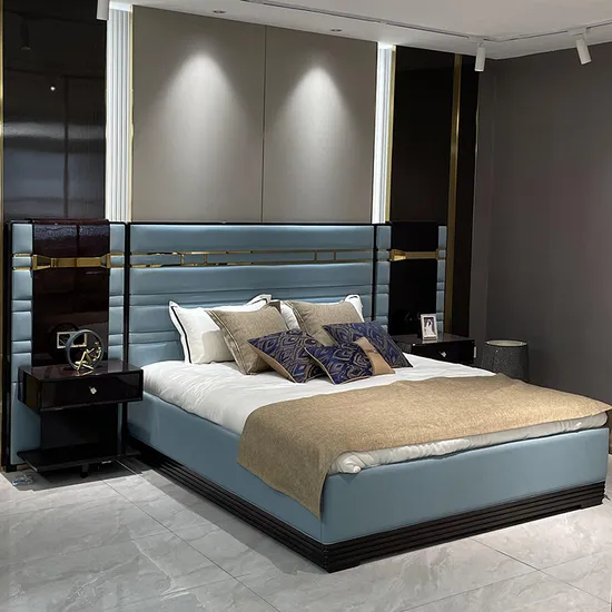 Villa Home Big Headboard Upholstered Luxury Leather King Size Bed Frame Queen Modern Headboards for Queen Beds