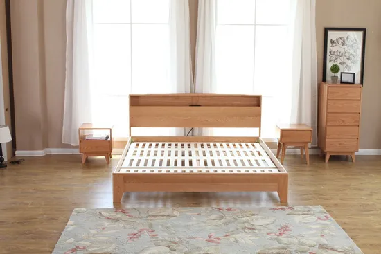 Zerun Wood Solid Oak Bed Frame for Bedroom