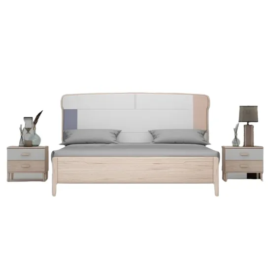 China Wk Manufacturers Italian Minimalist Northern White Wax Wood Morden Wooden Carved Furniture Beds