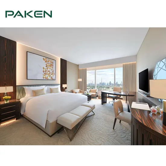Dubai Luxury Hotel Bedroom Hospitality Furniture Guest Room Suite Wooden King Size Bed Sets Custom Modern 5 Star Hotel Furniture