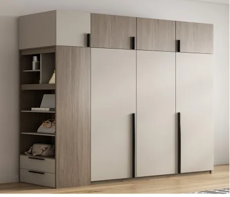 Modern White Light Oak Bedroom Wooden Wardrobe with Haojue Sliding Doors Cabinet Closet Room Furniture