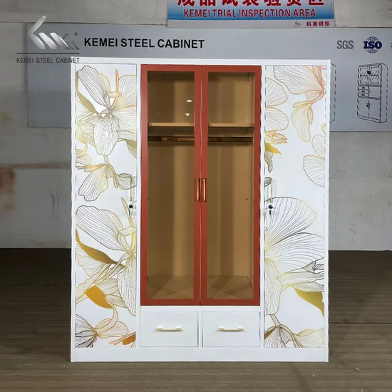 Home Furniture Iron Almirah Clothes Wardrobe Steel Metal Cupboard Wardrobe for Bedroom