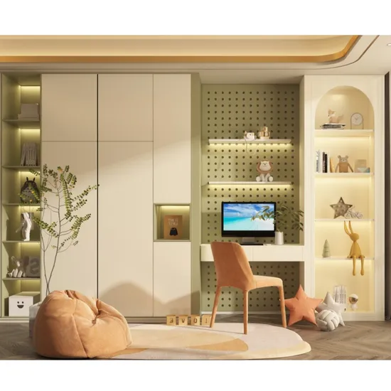 Modern Wooden Furniture Children′s Room Kids Wardrobe Closet Hinged Door Bedroom Wardrobe