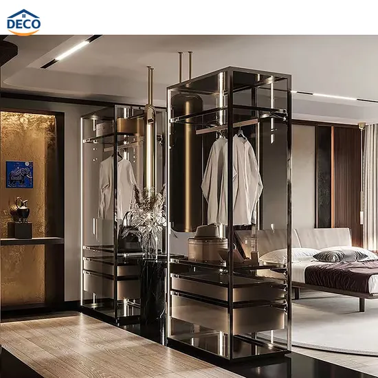 Factory Customized Manufacture Naturalistic Wardrobe Simple Luxury Metal Style Time Packing Modern Hot Sale Glass Showroom Closet Walk in Cloakroom Wardrobe