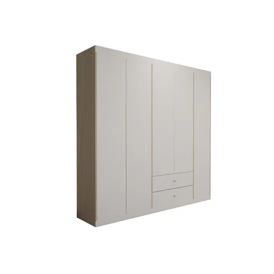 Pearl White Melamine Wooden 5 Door Modern Bedroom Wardrobe Armoires for Wholesale