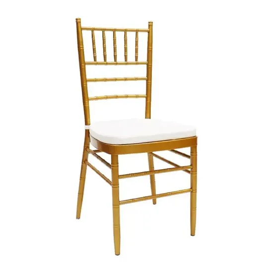 Hotel Restaurant Golden Aluminum Chiavari Tiffany Dining Chair with Soft Removable Cushion