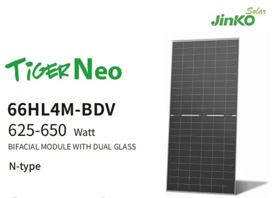 Solar Power Panel High-Efficiency Jinko 625-650W Mono Solar Panels for Sustainable Energy