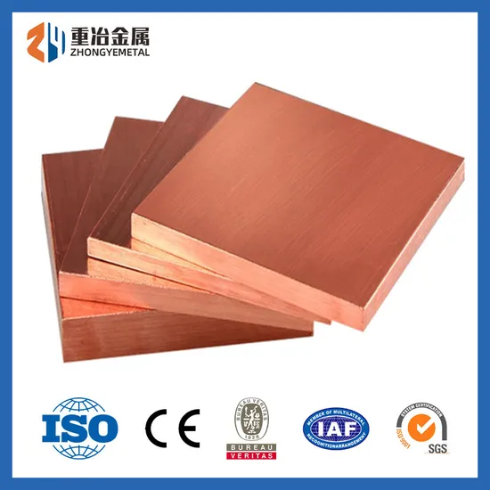 Customized Brass Sheet High Purity 99.99% T1 T2 Tp1 Tp2 Tu1 Tu2 C11000 C10100 C10200 C1100 H62 H65 H68 H70 Alloy Electrolytic Cathodes Red Pure Copper Plate