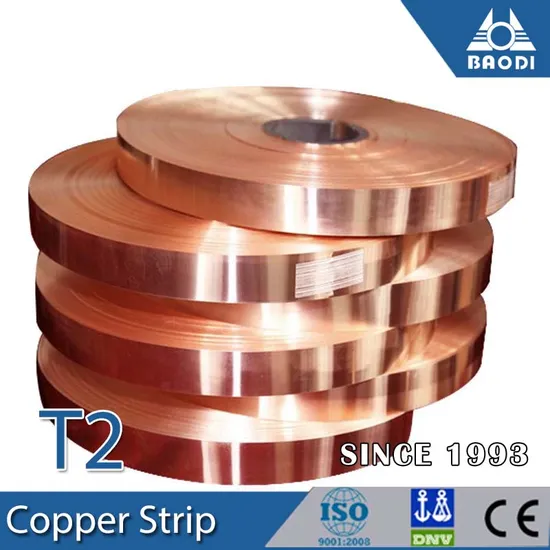 Red Alloy T2 Copper Strip JIS H3100 2000t-O Made in China C11000, C10100 for Transformer