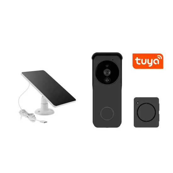 2MP WiFi Tuya Built-in 5200 mAh Battery Charged by Solar Panel with Ding-Dong Chime Video Doorbell